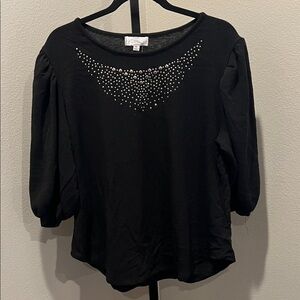 Chic Black Embellished light weight sweater